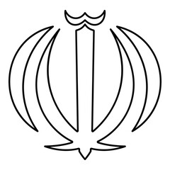 Iran national emblem contour outline line icon black color vector illustration image thin flat style