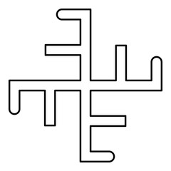 Heavenly cross symbol sign slavic pagan contour outline line icon black color vector illustration image thin flat style