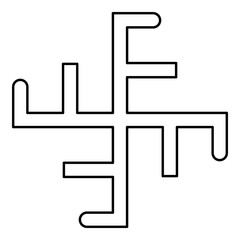 Sun crest symbol sign slavic pagan contour outline line icon black color vector illustration image thin flat style