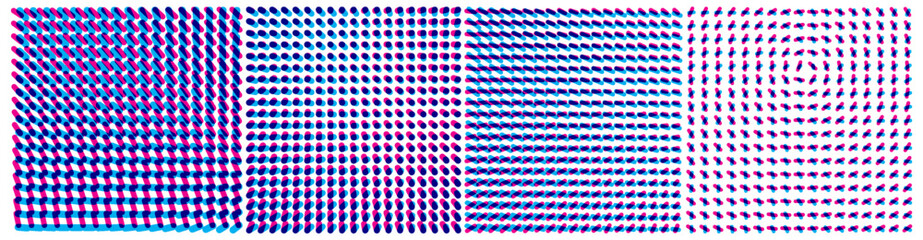 Abstract background with ovals. Irregular array or matrix with torsion and glitch effect. Cover design template. 3D illustration for brochure, poster, presentation, flyer or banner.