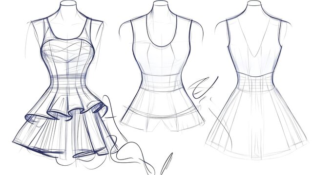 Flat technical sketch of a women’s dress top with front and back views and tech pack details.

Concept:
Represents fashion design and apparel development—ideal for tech packs and garment production.