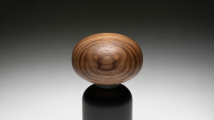 Modern wooden door knob against black and white gradient background