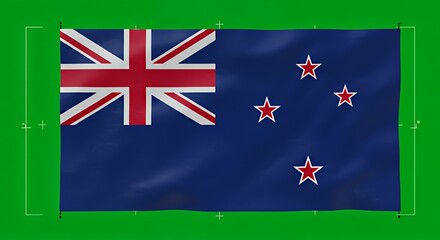 New Zealand's Flag Waves Proudly Against a Vibrant Green Screen