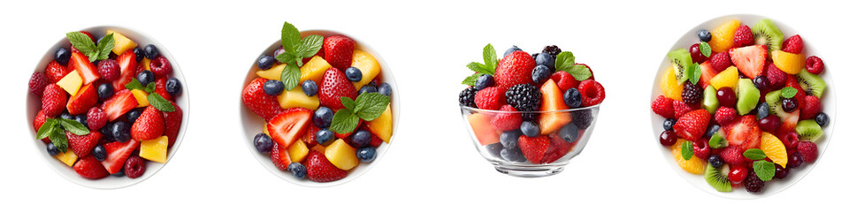 Obraz premium Fresh Fruit Salad Collection: Healthy, Colorful, and Delicious Bowls