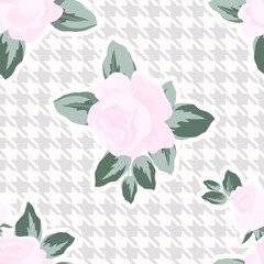 Vector - rose flower an an abstract background seamless pattern.