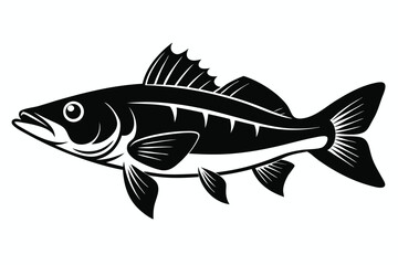 Walleye Fish Silhouette Illustration Black and White Vector Design, Simple, Clean Aesthetic