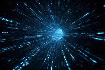 Obraz premium A tunnellike visual effect filled with blue streaking lines