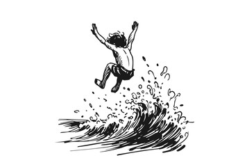 Swimming at sea  hand drawn vector illustration © Shutoda