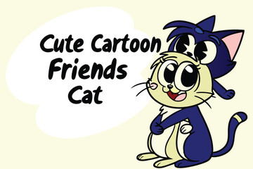 Adorable cartoon cat friends playing together in a whimsical rounded style