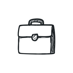 Doodle illustration of a briefcase bag on isolated white background