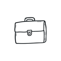 Doodle illustration of a briefcase bag on isolated white background