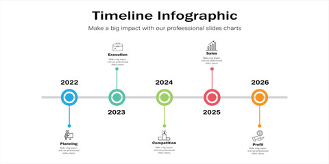 Flat Design Business Timeline Template Illustrating Annual Progress, Project Planning, and Execution Strategy 