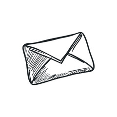 Doodle illustration of a envelope with paper on isolated white background