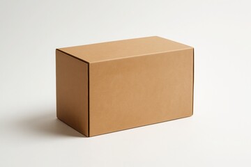 Plain brown cardboard box on neutral background represents packaging shipping delivery concept or minimalist storage design