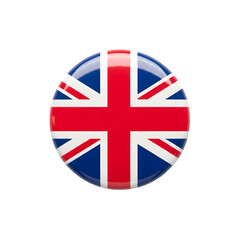 Photo of a round british flag pin isolated on transparent background