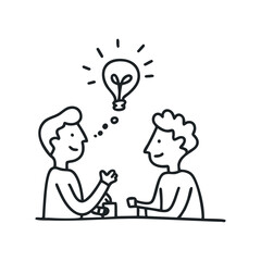 Doodle illustration of a two business men discussing new idea on isolated white background