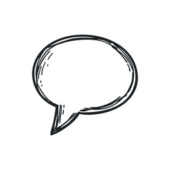 Doodle illustration of a speech bubble on isolated white background