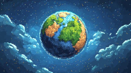 Fototapeta premium Pixelated Earth in Space.