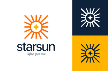 Star sun creative vector logo. AI tech sun flare light hipster vintage logo vector icon illustration
