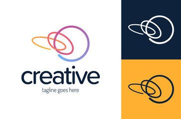 creative dynamic circle logo. Abstract logo from colorful circles. Universal waves rotation sign. Creative tech science symbol. Vector illustration