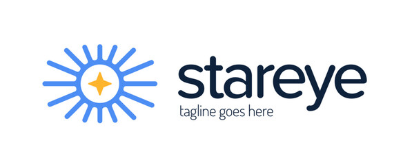 abstract eye with star logo design. simple sun eye logo vector illustration template design