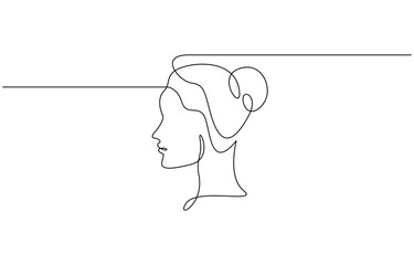 Single continuous line drawing beautiful aesthetic portrait woman abstract face, Vector One Line Illustration for Minimalistic Home Décor, Wall Art, Posters, Print.