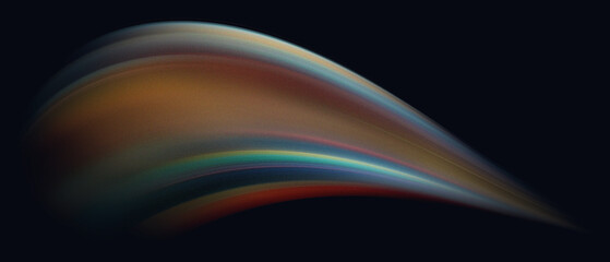 Curved vibrant gradient, light streak soft motion blur, noise grain texture and glow effect on dark background. movement sport energy tech music abstract futuristic website header banner background