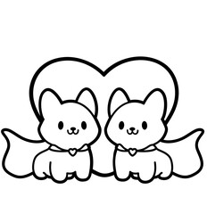 cute corgi couple in love