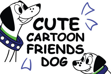 Cute cartoon dog character with playful bubbly font and vibrant colors