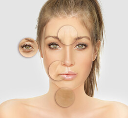 Signs of skin aging,signs of premature aging, Wrinkles and fine lines,Age spots,Sagging skin,Dehydrated skin,eyelid area