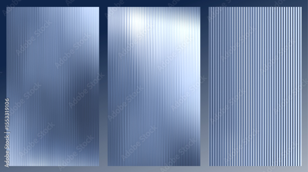 Poster vector gray blurred glass gradient background. vertical ribbed glass texture. abstract bg.