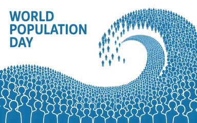 World population day conceptual illustration of people forming a wave symbolic of global demographics