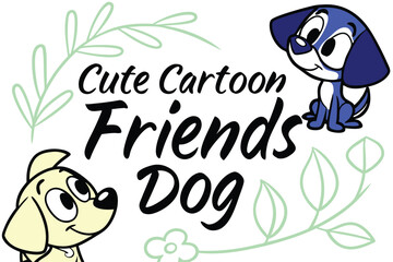Adorable cartoon dog character in a friendly classic serif font