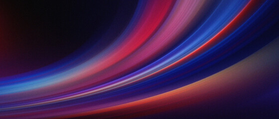 Curved vibrant gradient, light streak soft motion blur, noise grain texture and glow effect on dark background. movement sport energy tech music abstract futuristic website header banner background