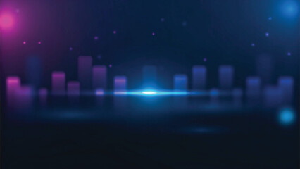 Naklejka premium Abstract blue digital light trails illuminate a night city, perfect for technology and web design concepts