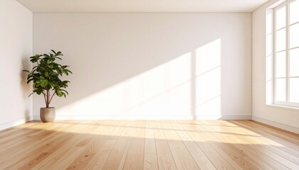 Obraz premium Wide White Wall in Minimal Room