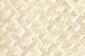 Old bamboo weave texture background, pattern of woven rattan mat in vintage style.