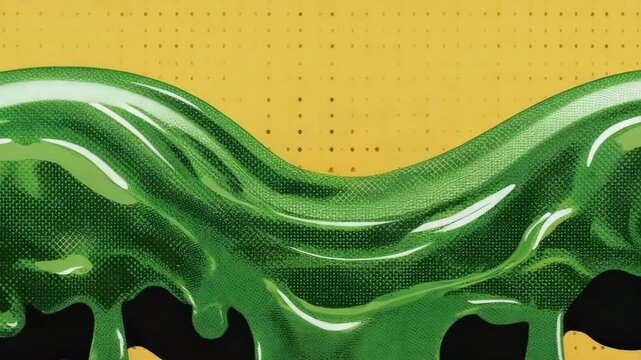 Dripping green substance on a patterned background
