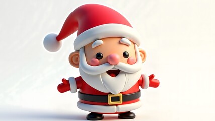 Obraz premium Funny cute Santa Claus character in inflated 3D style on transparent background 