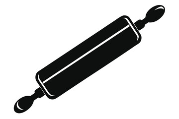 Rolling Pin Illustration Solid Black Kitchen Tool for Dough Preparation and Baking Needs