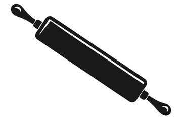 Black Silhouette of Classic Rolling Pin with Handles for Dough Preparation