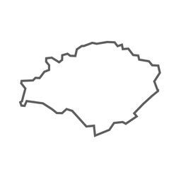 Ghazipur District Vector Map with Bold Black Outline of Uttar Pradesh, India