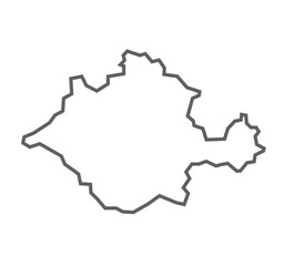 Gonda District Vector Map with Bold Black Outline of Uttar Pradesh, India