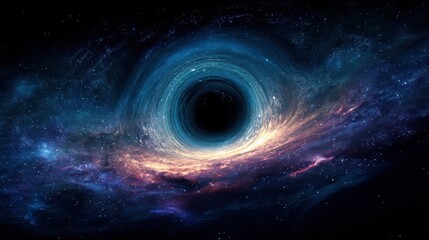 Obraz premium Magnificent view of a swirling black hole with vibrant cosmic surroundings