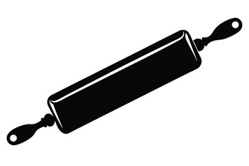 Black Silhouette of a Rolling Pin with Handles Ready for Baking and Cooking