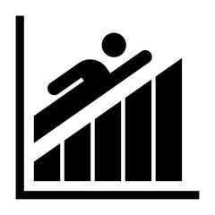 icono de crecimiento personal. Desarrollo individual, progreso interno y superación. Persona volando tipo superhéroe sobre barra ascendentes. Ilustración vectorial
