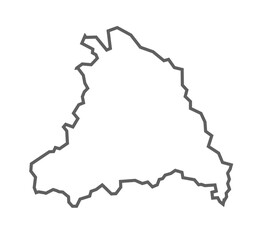 Lakhimpur District Vector Map with Bold Black Outline, Uttar Pradesh, india