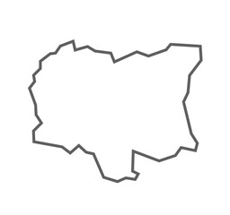 Meerut District Vector Map with Bold Black Outline, Uttar Pradesh, india