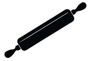 Rolling Pin Illustration Black Silhouette of a Kitchen Baking Utensil for Dough