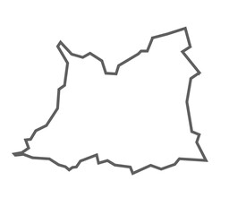 Muzaffarnagar District Vector Map with Bold Black Outline, Uttar Pradesh, india